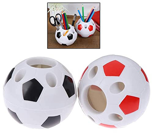 Cutefly 2 Stück Stiftehalter Fussball, Kreativ Stiftehalter, Kreativer Bleistifthalter, Stifteköcher, Nicht Verformt, Leicht zu Reinigen, für Büro, Schule, Zuhause Usw (Schwarz Rot)