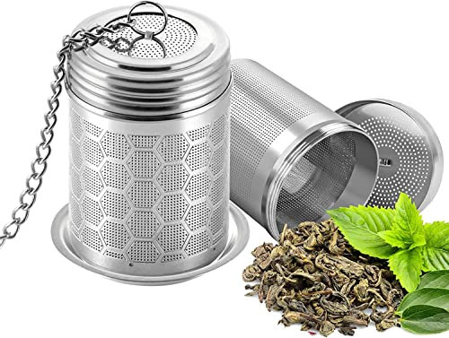 Gipizi Teesieb für Losen Tee, 2 Stück Teeei Fine Mesh Teefilter 304 Edelstahl Teekugel mit Kettenhaken