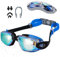 Hippodance Lunettes de Natation,Lunettes de Natation à Verres Polarisés Anti-buée et Protection UV pour Hommes Femmes Adultes Adolescents（bleu）