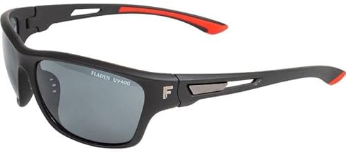Fladen Polarisationsbrille Mattschwarz-rot,-graue Gläser Angelbrille