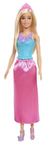Barbie Dreamtopia - Bambola bionda reale, gonna rosa, scarpe e accessori per capelli