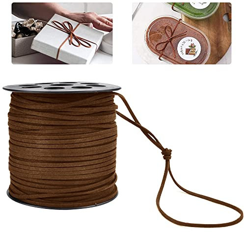 ANTHYTA Wildlederband Kunstlederband 2.7MM*90M Flach Schnurenden Lederband Lederschnur Braun Wildleder Kette Schnur Zum Basteln Leder Schnur Veloursleder Band für DIY Armband Halskette Schmuck