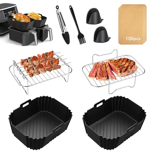 VFMFM Heißluftfritteuse Zubehör, Airfryer Zubehör für Ninja Foodi Max Dual Zone 7.6L-9.5L AF300EU AF400EU, COSORI 8.5L, Air Fryer Accessories BPA-frei