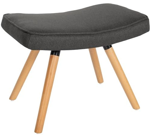 CLP Fußhocker Garding I Fußschemel mit Stoff-Bezug I Hockerbeine Aus Buchen-Holz, Farbe:dunkelgrau
