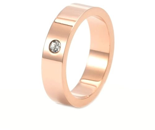 Gualiy Titan Ring Frauen, Roségold Trauringe Damen 5MM mit Rund Zirkonia Ringe Größe 65 (20.7)
