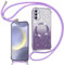 Phoona Handyband Hülle für Samsung Galaxy S24 5G mit Band [kompatibel mit MagSafe], Luxuriöse Glitzer Beschichtung Magnetische Handyhülle für Samsung S24 Stoßfest Schutzhülle, Lila