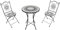 AXI Amélie Bistroset 3-teilig mit Mosaik Design in Schwarz/Weiß | Bistrotisch mit 2 Stühlen | Bistro Gartenmöbel Set für Garten/Balkon/Terrasse | Balkonset/Sitzgruppe