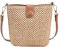 Sac à bandoulière en paille pour femme - Fait à la main - En rotin - Avec sangles en cuir tissé à la main - Pochette de paille, Marron - L, Taille unique