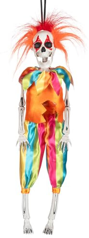 Boland - Dekoration Skelett Clown, 40 cm | Knochengerüst zum Aufhängen für Halloween, Karneval und Horror Mottoparty