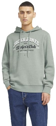JACK&JONES JJELOGO Sweat Hood 2 COL 24/25 Noos, Iceberg Green/Detail:melange, M