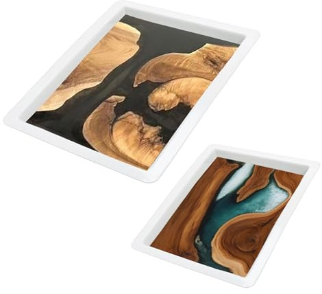 2 große, wiederverwendbare Epoxidharz-Tischformen, 39,9 x 39,9 x 7,6 cm, 30 x 30 x 7,6 cm, quadratische Epoxidharz-Formen für Flusstisch, Couchtisch, Schneidebrett, Charcuterie Board, Kunsttafel