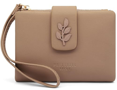 GOUNNU Porte Monnaie Femme en Cuir PU Portefeuille Femme Petit Format RFID Blocage Porte Feuilles pour Femme avec 7 Emplacements et Porte Monnaie à Fermeture éclair (café-1)