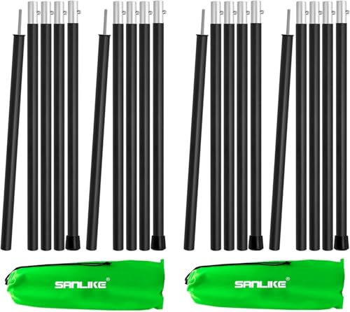 SAN LIKE Teleskopische Zeltstangen, Tarpstangen 5-Teilige Verstellbare Aluminiumstangen für Tarps Leichter Ersatz Verstellbare Ersatz Stützstangen 190cm(Schwarz)