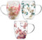 350ml 3pièces Tasses À Café En Verre À Double Paroi De Fleurs Séchées - Tasses À Café À Double Paroi De Fleurs Sèches | Tasses À Thé En Verre Tasse À Café Isolée À Double Paroi | Tasse À Café En Verre