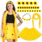 Sonnenblumen Kostüm Damen Tüllrock Gelb, 28Pcs Tüll Karneval Tütü Blumen Kostüme mit Tutu Rock Dirndl Sonnenblumen Haarreif Federboa Blütenköpfe für Kleidung Mottoparty Fasching Hawaii Party Zubehör