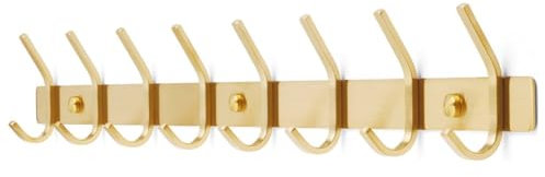 TOJ Living Wandgarderobe - 62CM - 16 Haken - Kleiderhaken - Garderobenhaken - Kleiderhaken wand - Garderobe - Wand garderobe - Garderobenstange wandmontage - Wandhaken garderobe - Edelstahl - Gold