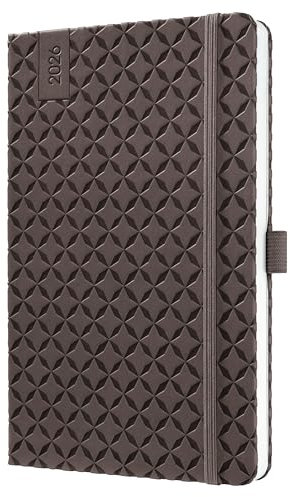 SIGEL J6123 Wochenkalender 2026 A5 braun, Hardcover, Gummiband, Stiftschlaufe, Einstecktasche, 174 Seiten, vegan, Buchkalender, Terminplaner Kalenderbuch Jolie
