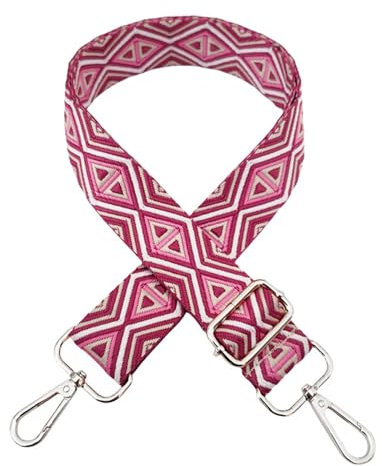 Omxyinma Verstellbarer Schultergurt für Taschen Taschengurte zum Wechseln, Umhängegurt für Taschen, Schulterriemen 3.8cm Breite mit Silber Karabiner Taschenband für Damen Handtaschen, Rose, M12