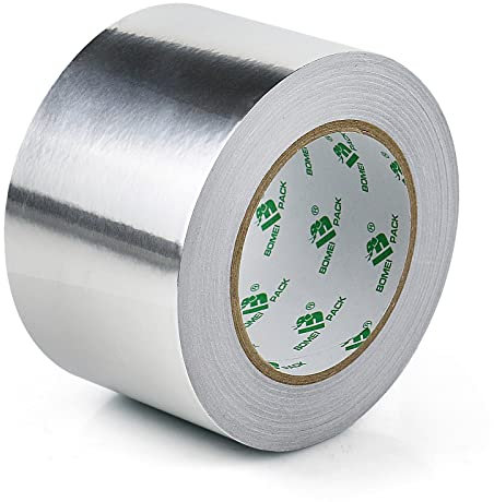 BOMEI PACK Cinta adhesiva de aluminio de 75 mm x 50 m - Autoadhesiva y resistente al agua y al calor - Ideal para sellar, reparar y aislar