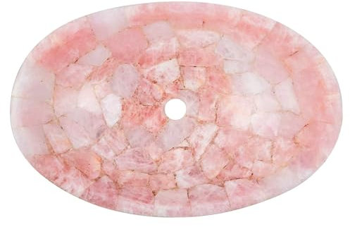 Évier en quartz rose I Lavabo de salle de bain en quartz rose I Lavabo en quartz rose I Lavabo monté sur table en quartz rose I Lavabo à poser en quartz rose 40,6 x 33 cm