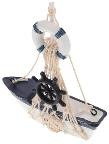 IMIKEYA Einzigartiges Segelboot-Ornament Aus Holz Rettungsring Küstendekor Kreativ Und Modisch Für Fernsehschrank Wohnzimmer Küche