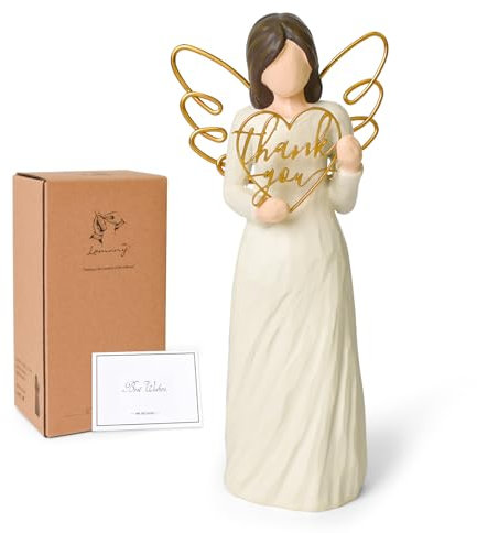 DUMING-IN Thank You Gifts for Women, Gratitude Gift for Teachers, Best Thank You Gifts for Coworker, Friend, Caregiver, Hand-Painted Sculpted Angel Figurines for Thanksgiving Christmas