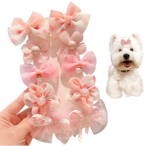 MIRKUZI Haaraccessories für Hunde，10 Stück Haarspange für Hunde und Katzen Haaraccessoires Zubehör, Kopfbedeckung für Haustiere，Hund BöGen Haarschmuck,Haarnadel mit Schleife für Haustiere