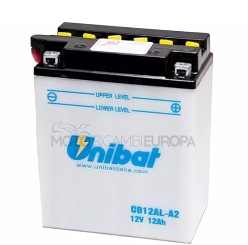 BATTERIA UNIBAT CB12AL-A2 COME YUASA YB12AL-A2 COMPATIBILE CON F650 GS GEOPOLIS 250 300 LEONARDO 125 150 250 SCARABEO ROTAX 125 150 200 XV 535