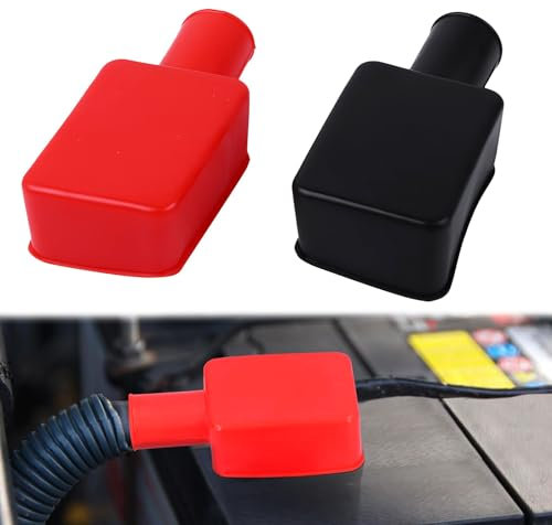 EUYKQNOI Batteriepolabdeckung,2 Stück Gummi Batterie Polabdeckung, Positiv Negativ Batteriepol Abdeckungen, Isolierung Autobatterie Polabdeckung, für Autos, E-Bikes, Lkws