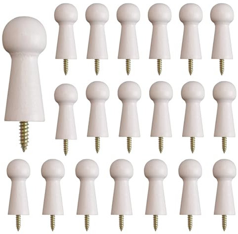MOROBOR 20pcs Wooden Coat Hooks Shaker Pegs Decorative Coat Peg Natural Wood Hook, Screw-On Hat Hook for Doors, Stair Edges, Wardrobes