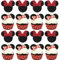 SYKYCTCY 24 Pack Mouse Inspired Cupcake Toppers with Red Bow Gold Glitter Mouse Cake Decorations for Baby Shower Wedding Kids Birthday Party Cake Decorations Supplies