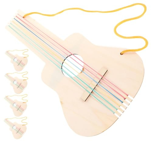 Supvox Unbemalte Holzgitarre Für Kinder Spielzeuggitarre Aus Holz Zum Basteln Und Bemalen Unvollendete Holzgitarre DIY Bauen Für Kindergarten Zuhause 5 Stück
