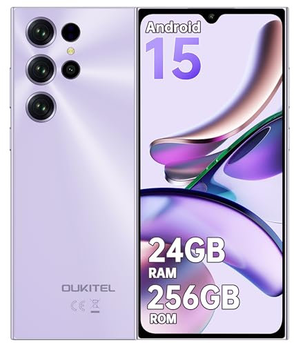 OUKITEL C61 Pro Smart Phone - Android 15 Mobile Phones 2025, 32GB+256GB/1TB, 5150mAh&6.88 HD+ 90Hz Display, 13MP+5MP, 4G Dual SIM Free Unlocked Phones, Face ID & Fingerprint/5G WiFi/OTG/NFC, Purple