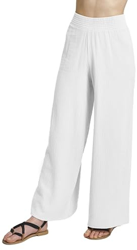 THE PEOPLE REP. Damen Outfit lange Hose/Blusentop/Trägertop aus geknitterter Baumwollgaze zum Kombinieren