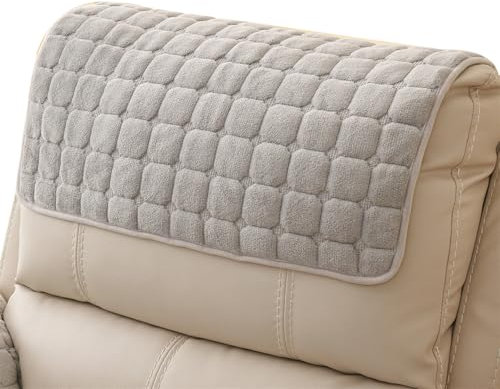 XDKS Anti-Slip Armchair Storage Bag, Headrest Covers for Chair Head Covers Furniture Winter Warm Sofa Headrest Leather Protector (Gray,Headrest)