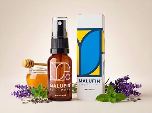 MALUFIN Fußspray mit HONIG bei Fußpilz, trockener, geröteter Haut & Fußgeruch | Mit Fruchtsäure, Essigsäure & Honig | Frische & gepflegte Füße, Auch bei Hautpilz.