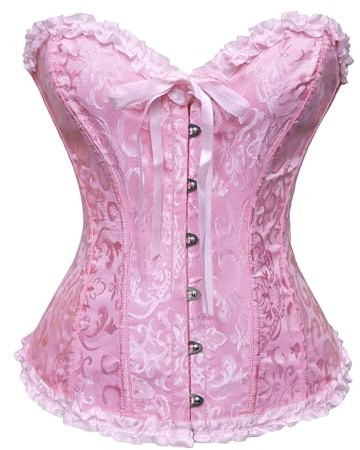 Wikoan Corset Mujer Top Bustier con Cordones Corset Mujer Sexy Patrón de Bordado Ropa Fiesta Halloween Carnava Cosplay Fiesta Outfit S-4XL