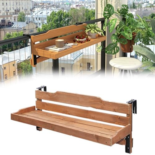 ZYXQQJ Balkon-Hängetisch Klappbarer Balkonhängetisch Terrassentisch Platzsparender BeistelltischHöhenverstellbar Für Balkon Garten Terrasse(60x30cm/23.6x11.8in)