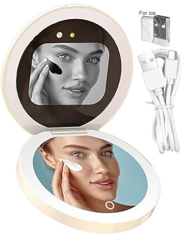 Espejo UV - Suministros Compactos para Prueba de Protector Solar con Luz LED | Espejo Portátil de Bolsillo | para Chicas Damas Esposas Madres Salón Hogar Viaje Viajeros Baño Tocador Coche Oficina