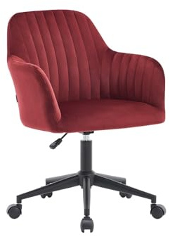 Vente-unique - Bürostuhl ohne Armlehnen Eleana -L 59cm x B 61.5cm x H 89cm- Samt - Bordeaux