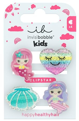 invisibobble Haarspange Mädchen Kinder (4x) – Haarklammer Meerjungfrau Muschel Herz – Clipstar Kids Mermaid Dreams Unterwasser süß – Hair Claws Kindergarten Schule Haarschmuck Geschenk