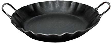 Alpenline Eisenpfanne handgeschmiedet, schmiedeeiserne Pfanne mit 2 Griffen Ø 30 cm mit 6 cm hohem Rand