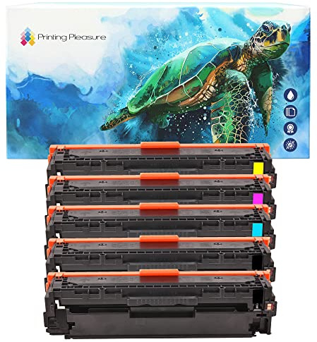 Printing Pleasure 5 (1 Set + 1 Black) Compatible CF210X-CF213A Toner Cartridges for HP LaserJet Pro 200 Color M251N M251NW M276N M276NW Canon MF8230Cn MF8280Cw - Black/Cyan/Magenta/Yellow, High Yield