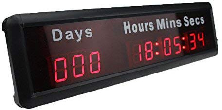 Azoou 2,5 cm 9digits LED cas Minuteur compte à rebours/Up Horloge avec jours heures minutes secondes Max jusqu'à 1000 jours Couleur Rouge