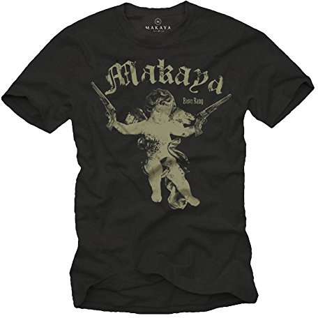 MAKAYA Vintage Engel T-Shirt für Herren Angel Bang Bang Schwarz Größe S-XXXL