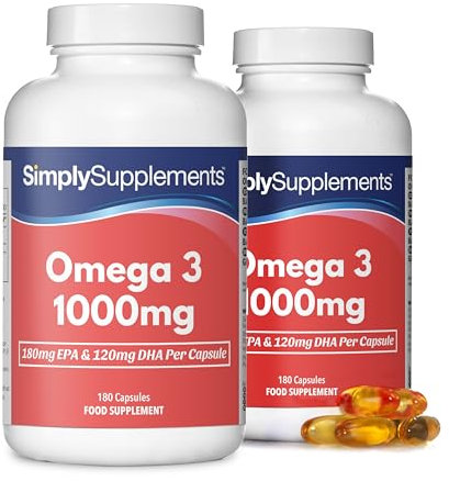 Pure Omega 3 1000mg Capsules | Supports Heart, Brain & Eye Health | Rich in Omega 3 Fatty Acids | 540mg of EPA and 360mg of DHA per Serving | 360 Capsules = 4 Months’ Supply | Made in The UK