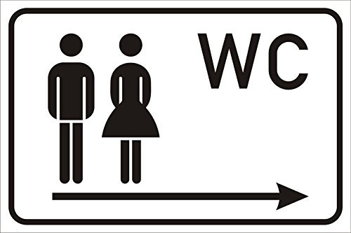 AdriLeo Türschild - WC Toilettenschild - Pfeil rechts- 15x20 oder 30x20 Aluverbundplatte wetterfest (15x20cm)
