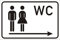 AdriLeo Türschild - WC Toilettenschild - Pfeil rechts- 15x20 oder 30x20 Aluverbundplatte wetterfest (15x20cm)
