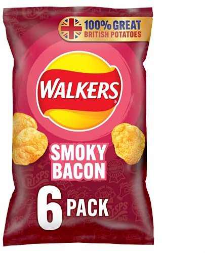 Walkers Smoky Bacon Crisps, Pack of 6