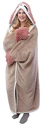 Vigcebit Übergroßer Decken-Hoodie Faultier - Tragbare Sofadecke Faultier für Frauen | Super weicher, Warmer Deckenüberwurf, perfekt zum Spielen, Reisen und Nickerchen